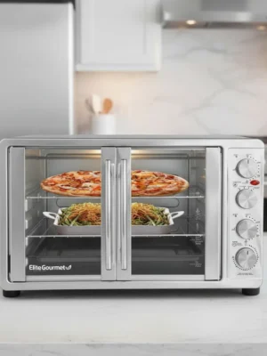 Horno Gourmet De Doble Puerta Con Asador Y Convección Elite Plateado