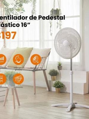 Ventilador De Pedestal | Mytek De 16 Pulgadas Modelo 3197 Color de la estructura Blanco Color de las aspas Blanco