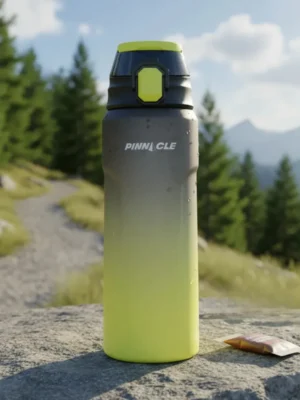 Botella Agua Deportiva 1L Pinnacle Plástico Negro Antiderrapante Antigoteo